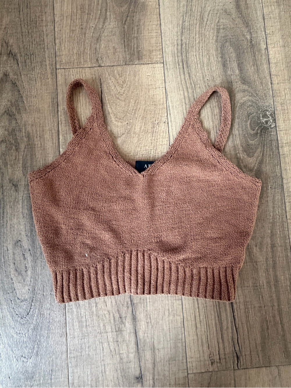 Ribbed Knit Crop Tank Top - Rust